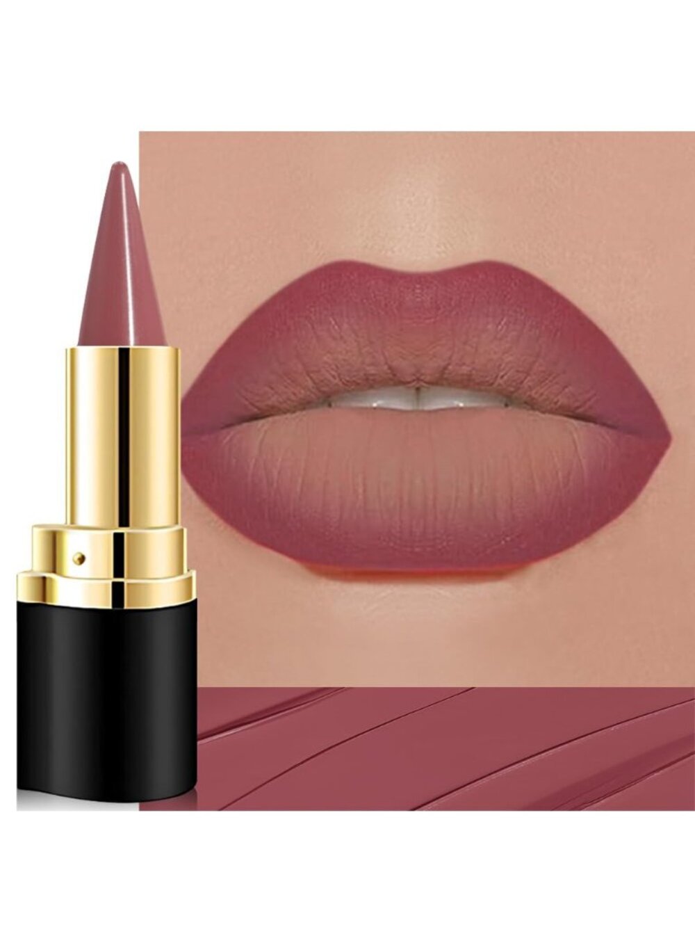 Women 1Pcs-A07# Plum Red Shimmery Metallic Cone-Tip Glitter Lipstick Lip Liner